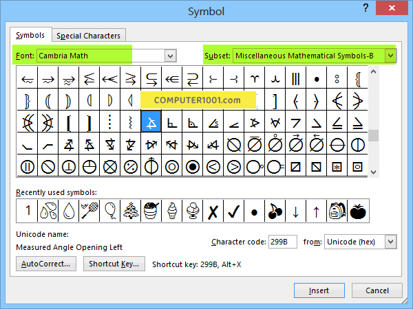 Cara Membuat Simbol Sudut dengan Insert Symbol Cara Membuat Simbol Sudut dengan Insert Symbol